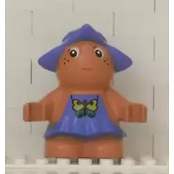 Duplo Figure Little Forest Friends, Female, Medium Violet Dress with Butterfly Pattern (Jangle Bluebell)