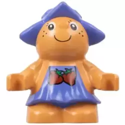 Duplo Figure Little Forest Friends, Female, Medium Violet Dress with Strawberries Pattern (Jingle Bluebell) (4142320)
