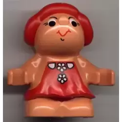 Duplo Figure Little Forest Friends, Female, Red Dress with White Flowers and Collar Pattern (Lolly Strawberry) (4142300)