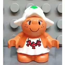 Duplo Figure Little Forest Friends, Female, White Dress with Red Mushrooms Pattern (Snoozy Meadowsweet)