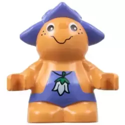 Duplo Figure Little Forest Friends, Male, Medium Violet Outfit with White Flower Pattern (Toot Bluebell) (4142321)