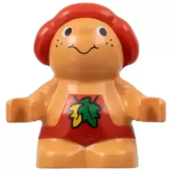 Duplo Figure Little Forest Friends, Male, Red Outfit with Leaves Pattern (Baby Jelly Strawberry) (4142316)