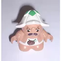 Duplo Figure Little Forest Friends, Male, White Outfit with Pine Cone Pattern (Sleepyhead Meadowsweet)