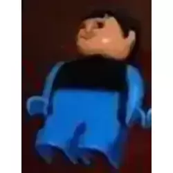 Duplo Figure, Male, Blue Legs, Black Top with Blue Arms, Black Hair