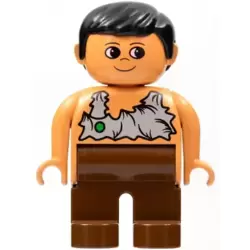 Duplo Figure, Male, Brown Legs, Nougat Top (Caveman)