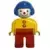 Duplo Figure, Male Clown, Red Legs, Yellow Top with 2 Buttons, Yellow Arms, Blue Aviator Helmet