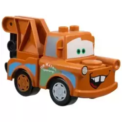 Duplo Tow Mater - Dark Orange Hook Base, Dark Orange and Light Bluish Gray Wheels