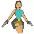 Teepublic - Lara Croft 8-Bit Button